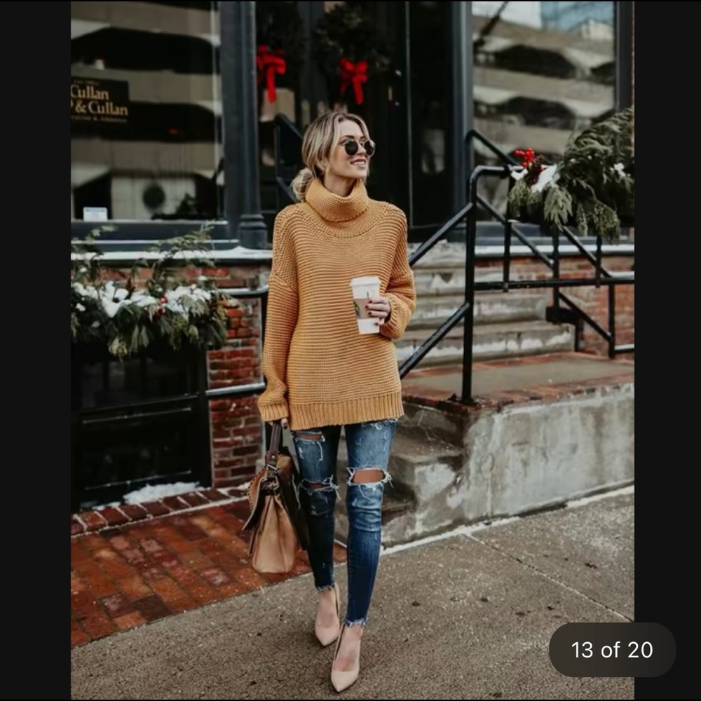 Mustard Chunky sweater turtleneck